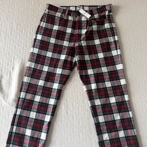J. Crew Men’s 34 x 30 Red Green White Tartan Twill Denim Jeans New with Tags
